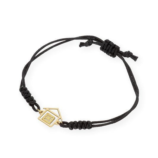 Pulsera Macramé Casa en Oro de Ley 18k y Diamantes