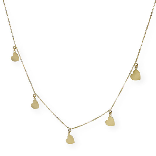 Collar de Corazones en Oro de Ley 18k