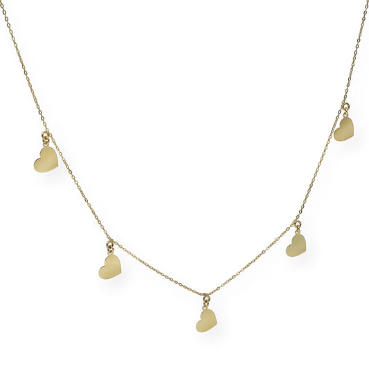 Collar de Corazones en Oro de Ley 18k