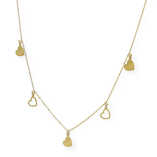 Collar de Corazones Calados en Oro de Ley 18k