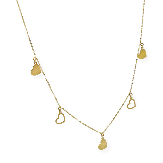 Collar de Corazones Calados en Oro de Ley 18k