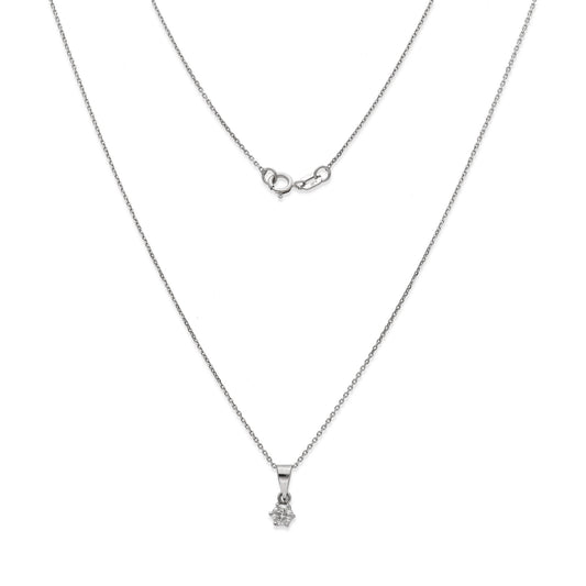 Collar con Colgante Lumia en Oro Blanco 18K y Diamante 0.12ct 6 Garras