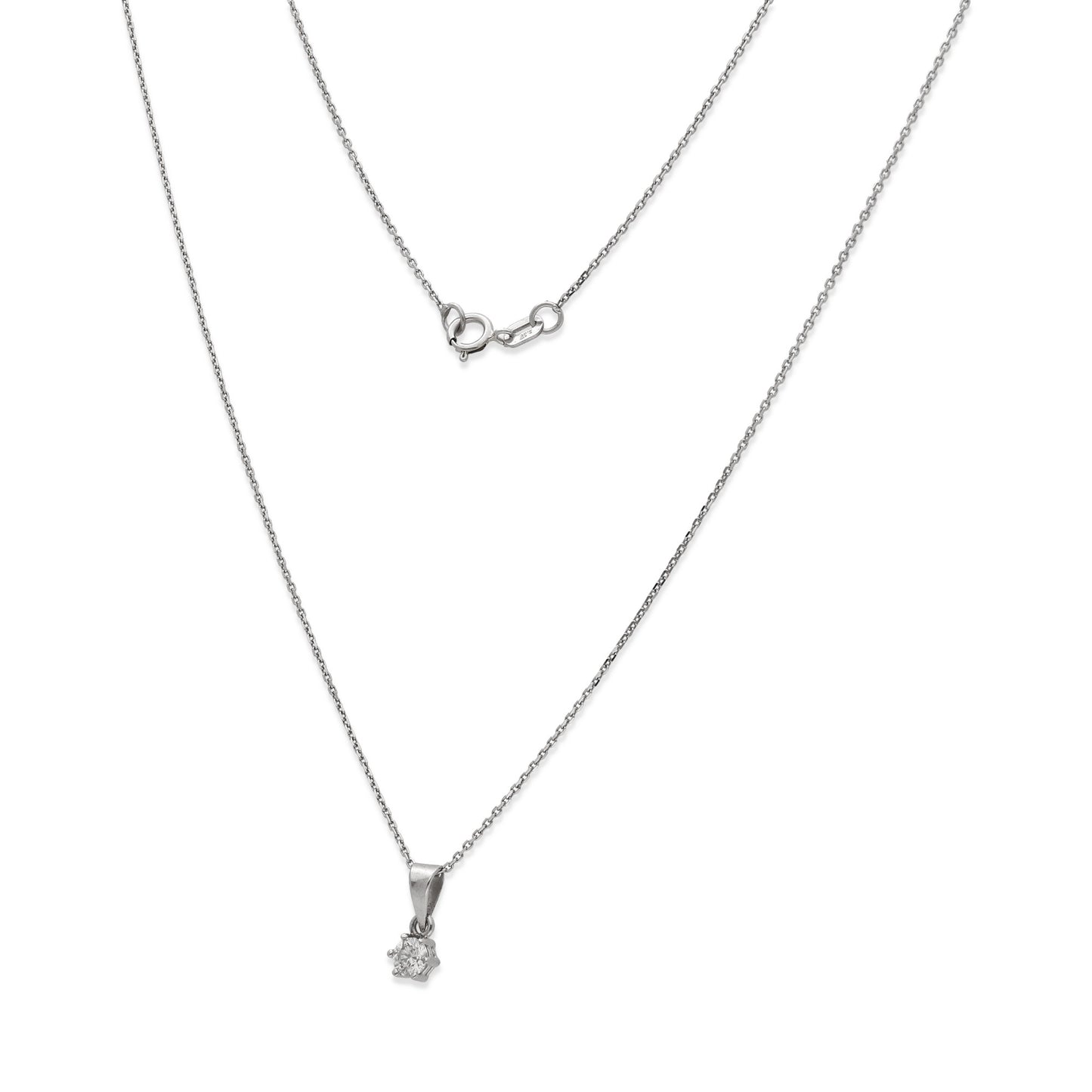 Collar con Colgante Lumia en Oro Blanco 18K y Diamante 0.12ct 6 Garras