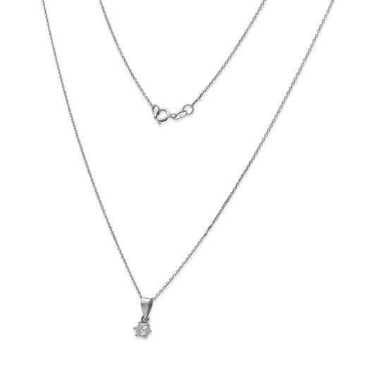 Collar con Colgante Lumia en Oro Blanco 18K y Diamante 0.12ct 6 Garras