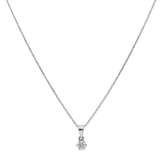 Collar con Colgante Lumia en Oro Blanco 18K y Diamante 0.12ct 6 Garras