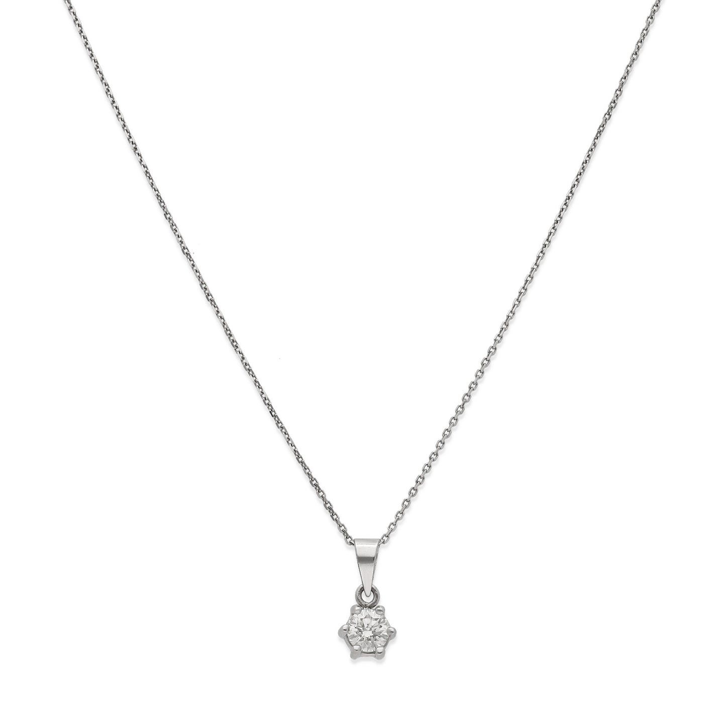 Collar con Colgante Lumia en Oro Blanco 18K y Diamante 0.30ct 6 Garras