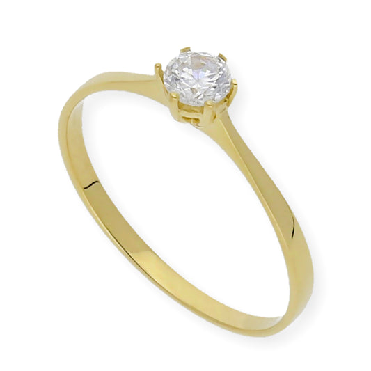 Solitario de Compromiso con Diamantes Certificado y Oro 18K