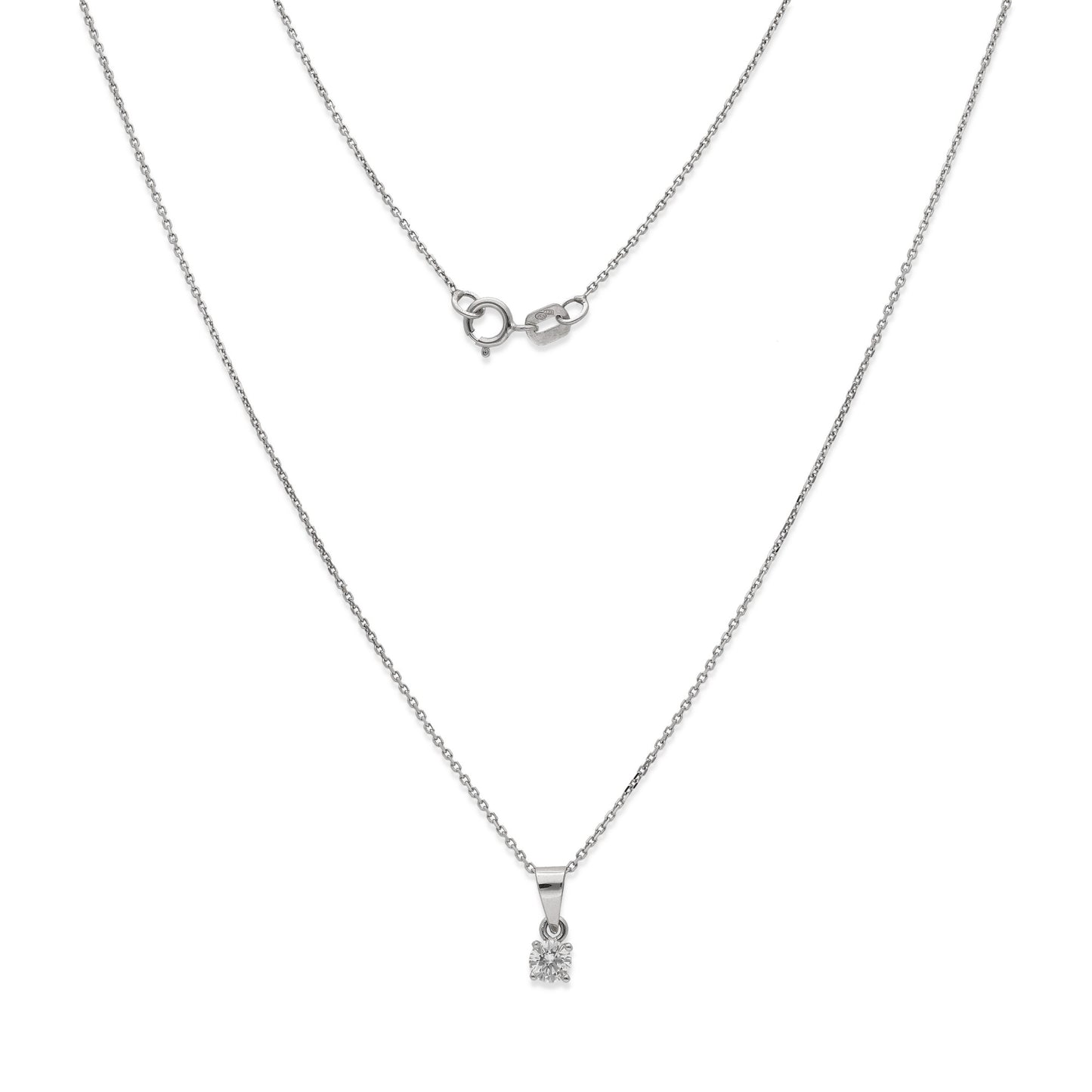 Collar con Colgante Monde en Oro Blanco 18K y Diamante 0.15ct 4 Garras