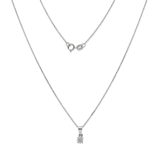 Collar con Colgante Monde en Oro Blanco 18K y Diamante 0.15ct 4 Garras