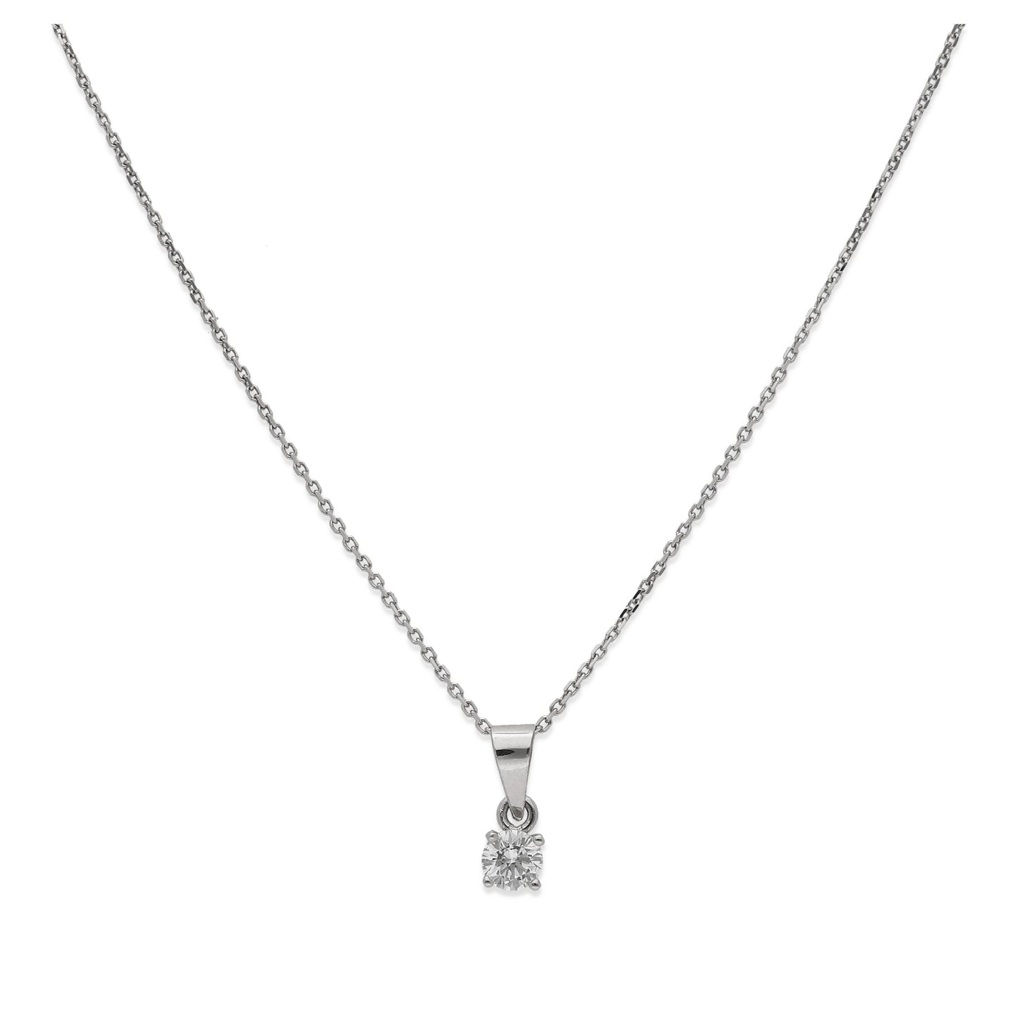 Collar con Colgante Monde en Oro Blanco 18K y Diamante 0.15ct 4 Garras