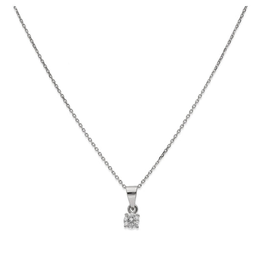 Collar con Colgante Monde en Oro Blanco 18K y Diamante 0.15ct 4 Garras