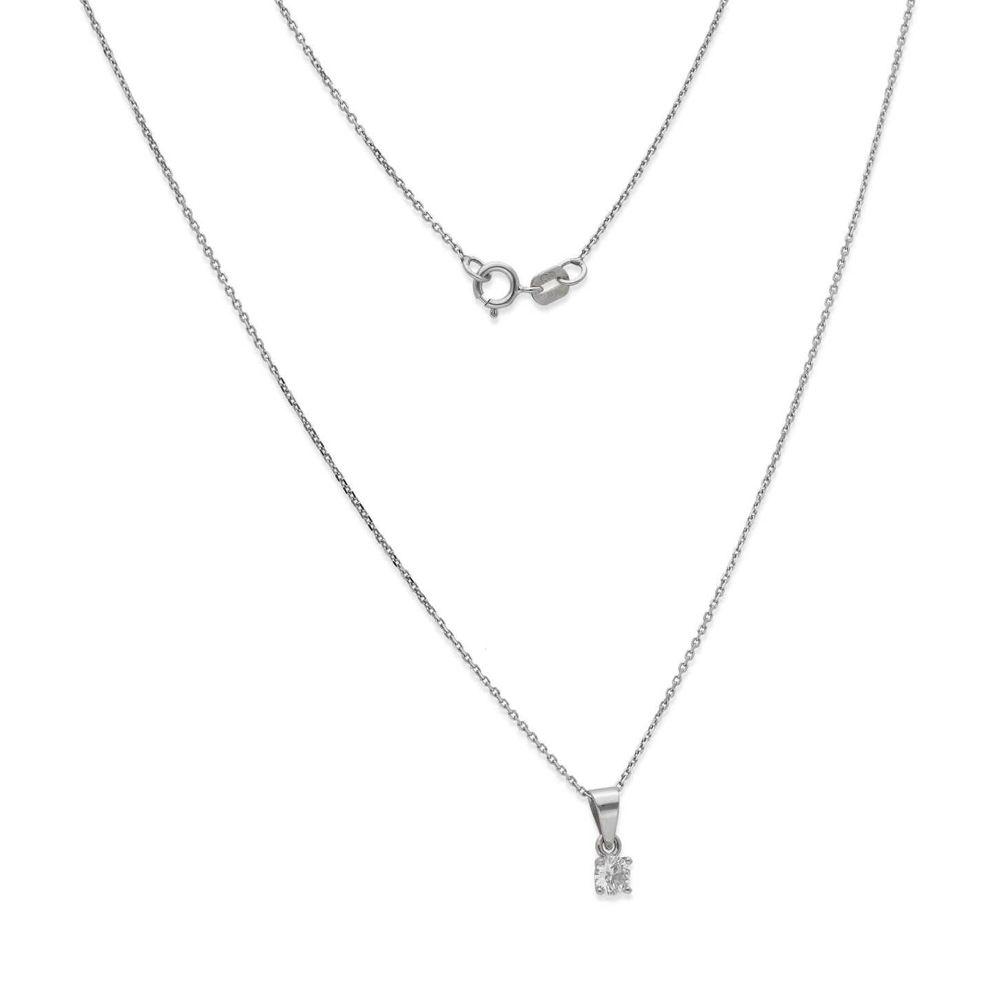 Collar con Colgante Monde en Oro Blanco 18K y Diamante 0.15ct 4 Garras