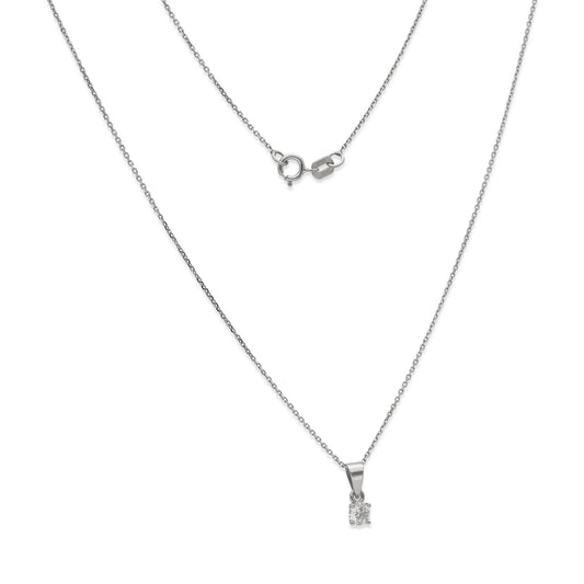 Collar con Colgante Monde en Oro Blanco 18K y Diamante 0.15ct 4 Garras