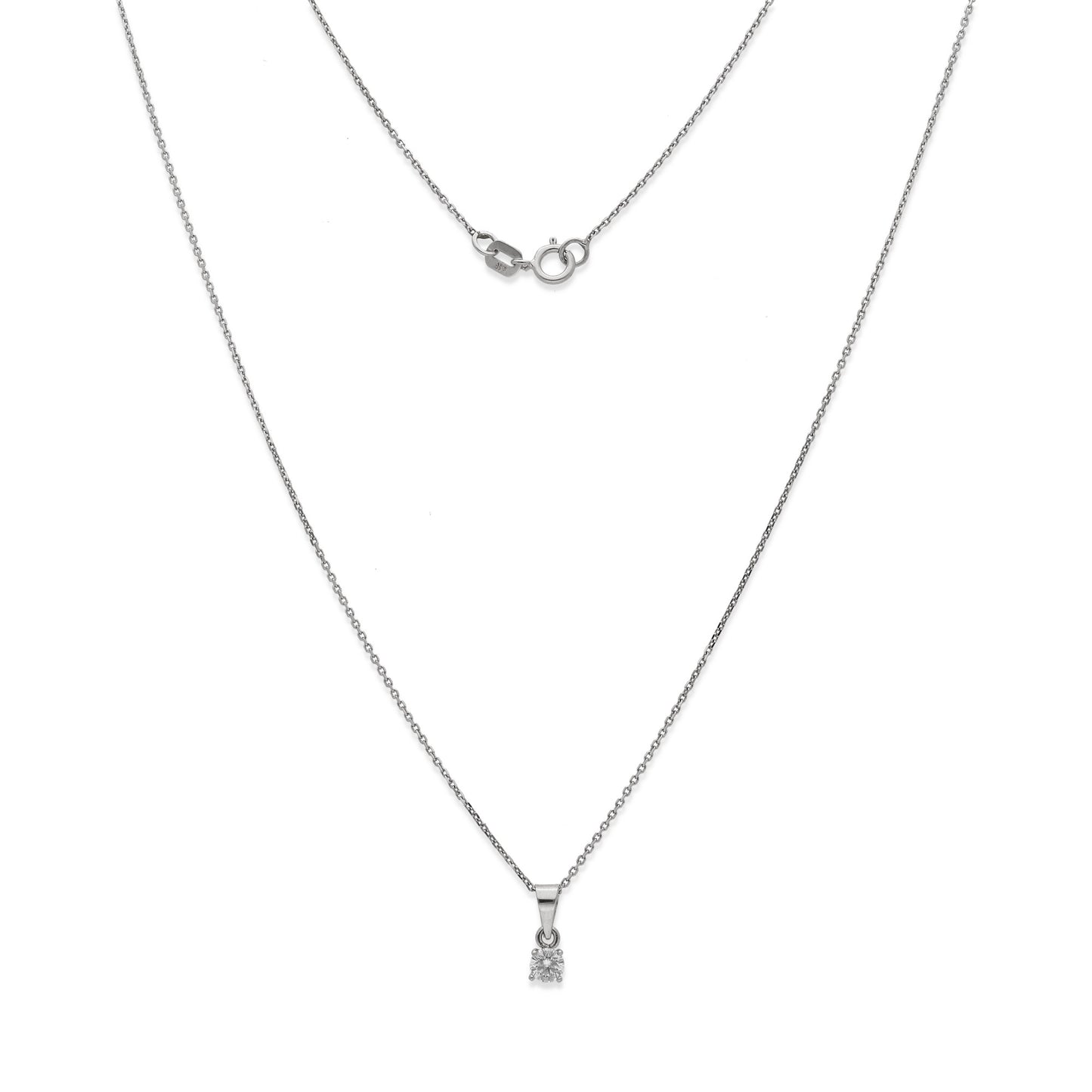 Collar con Colgante Monde en Oro Blanco 18K y Diamante 0.12ct 4 Garras