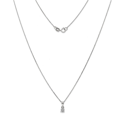 Collar con Colgante Monde en Oro Blanco 18K y Diamante 0.12ct 4 Garras