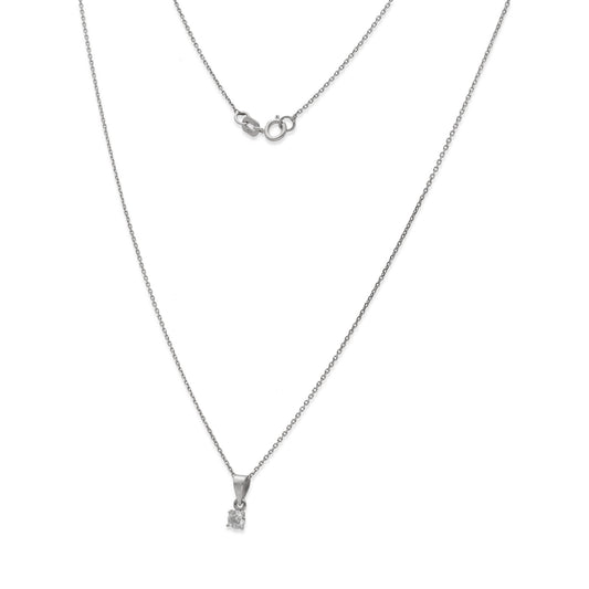 Collar con Colgante Monde en Oro Blanco 18K y Diamante 0.12ct 4 Garras