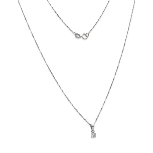 Collar con Colgante Monde en Oro Blanco 18K y Diamante 0.12ct 4 Garras