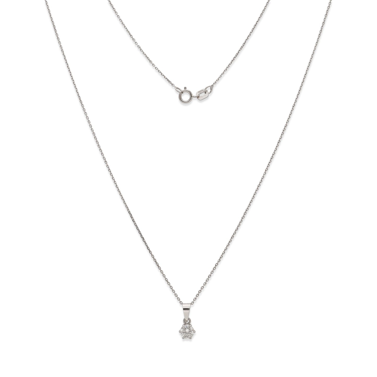 Collar con Colgante Monde en Oro Blanco 18K y Diamante 0.22ct 6 Garras