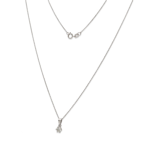 Collar con Colgante Monde en Oro Blanco 18K y Diamante 0.22ct 6 Garras