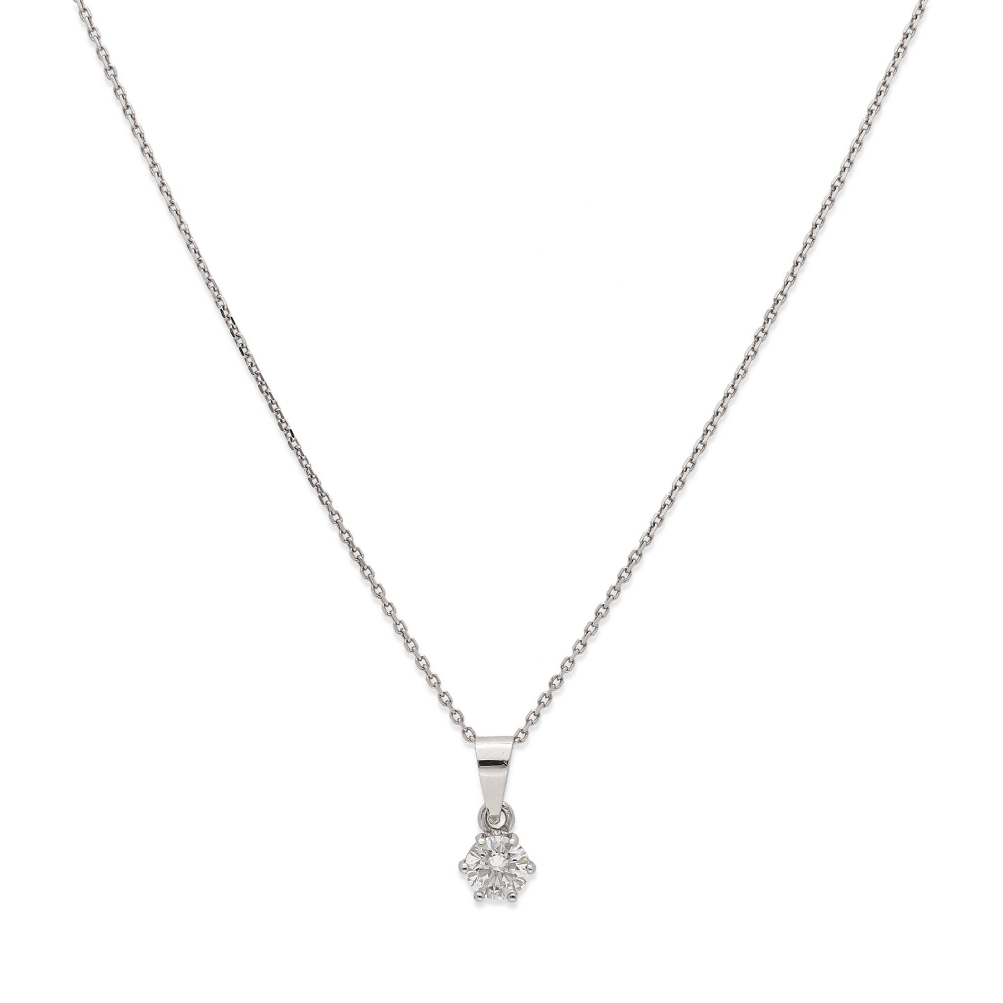 Collar con Colgante Monde en Oro Blanco 18K y Diamante 0.22ct 6 Garras