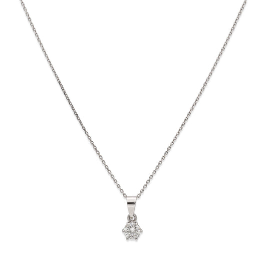 Collar con Colgante Monde en Oro Blanco 18K y Diamante 0.22ct 6 Garras