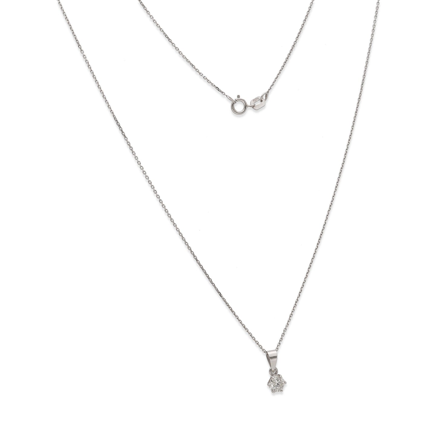 Collar con Colgante Monde en Oro Blanco 18K y Diamante 0.22ct 6 Garras