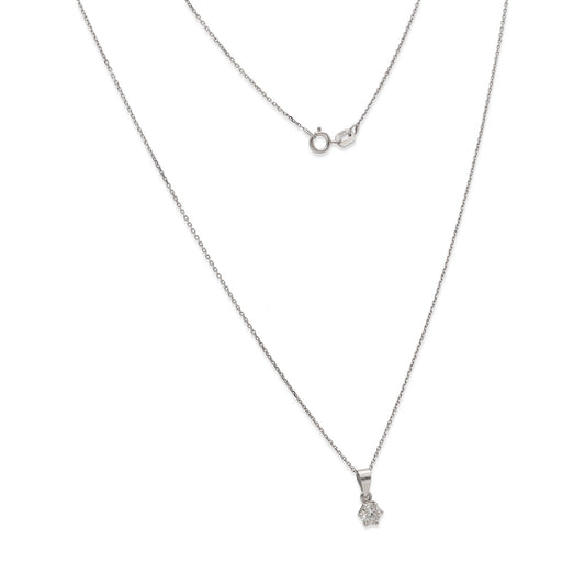 Collar con Colgante Monde en Oro Blanco 18K y Diamante 0.22ct 6 Garras