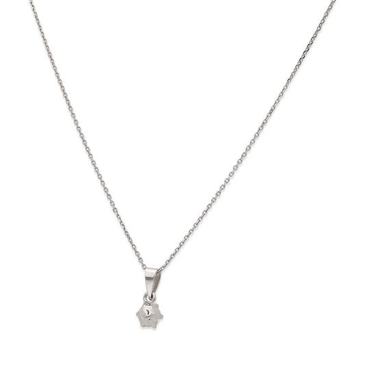 Collar con Colgante Monde en Oro Blanco 18K y Diamante 0.22ct 6 Garras