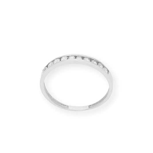 Media Alianza de Compromiso en Oro Blanco 18k y Diamantes