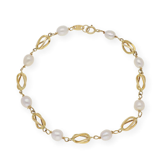 Pulsera de Jaula con Perlas Akoya y Oro de Ley 18k