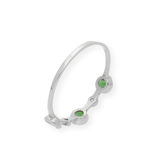 Anillo Millas de Oro Blanco y Diamantes con Esmeraldas