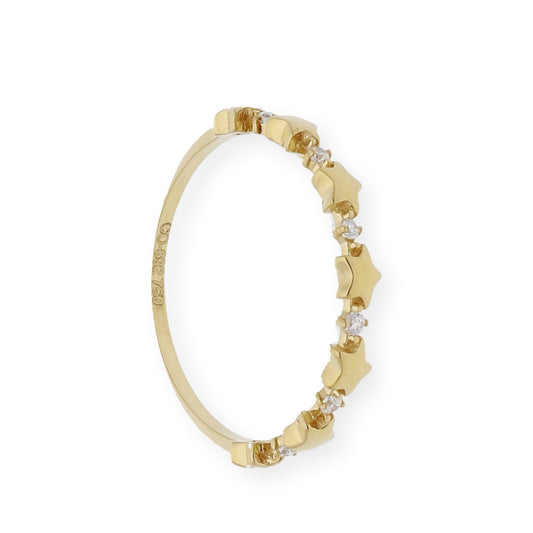 Anillo Lía diseño Estrellas en Oro 18k y circonitas
