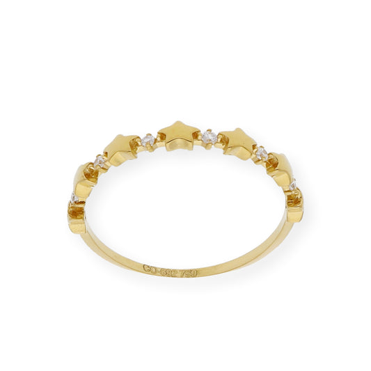 Anillo Lía diseño Estrellas en Oro 18k y circonitas