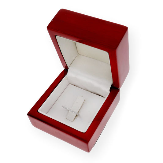 Anillo Media Alianza de Oro Blanco 18K y Circonitas