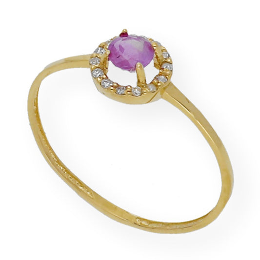 Anillo Astro de Oro 18k y Diamantes con Rubí