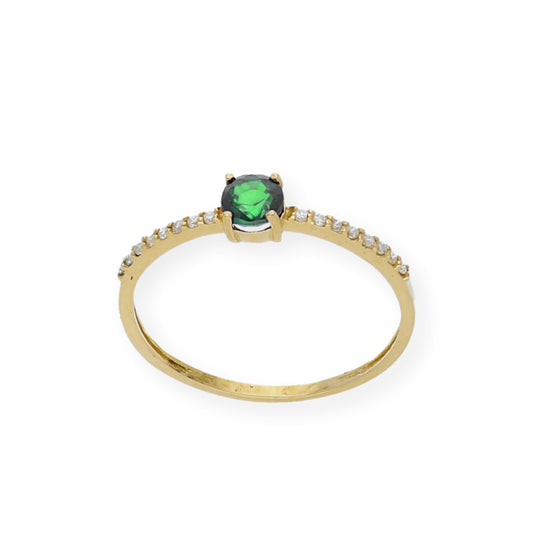 Anillo Luz en Oro 18k con Diamantes y Esmeralda