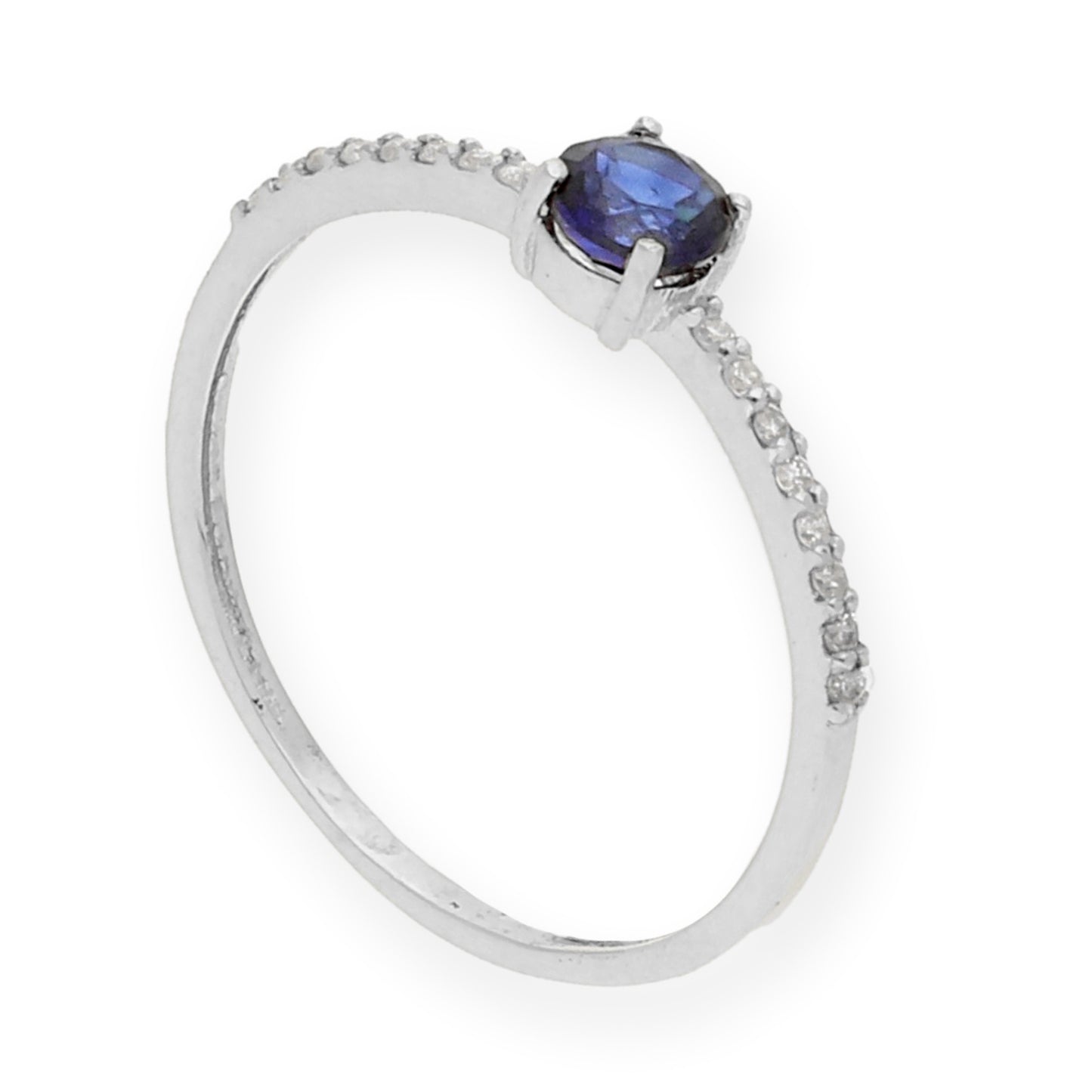 Anillo de Oro Blanco y Diamantes con Zafiros