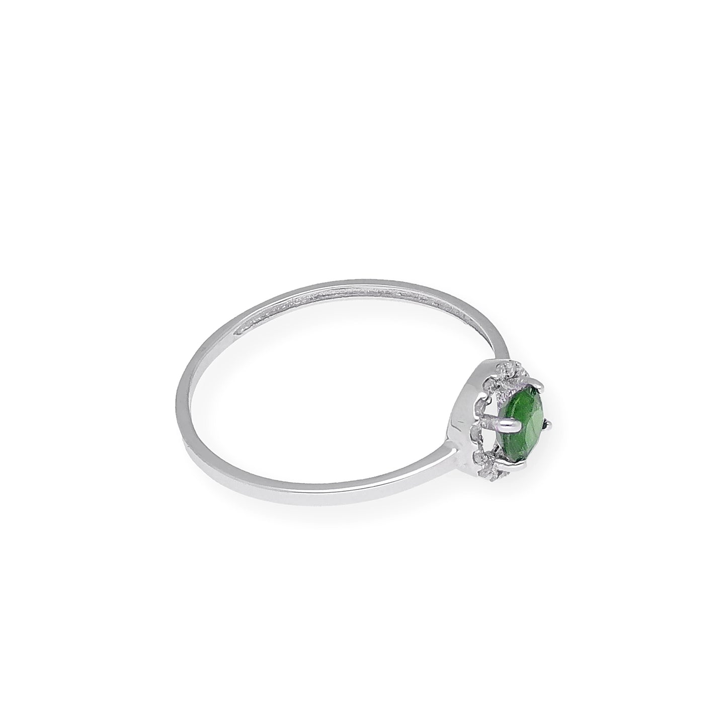 Anillo de Oro Blanco y Diamantes con Esmeralda Modelo Rodas