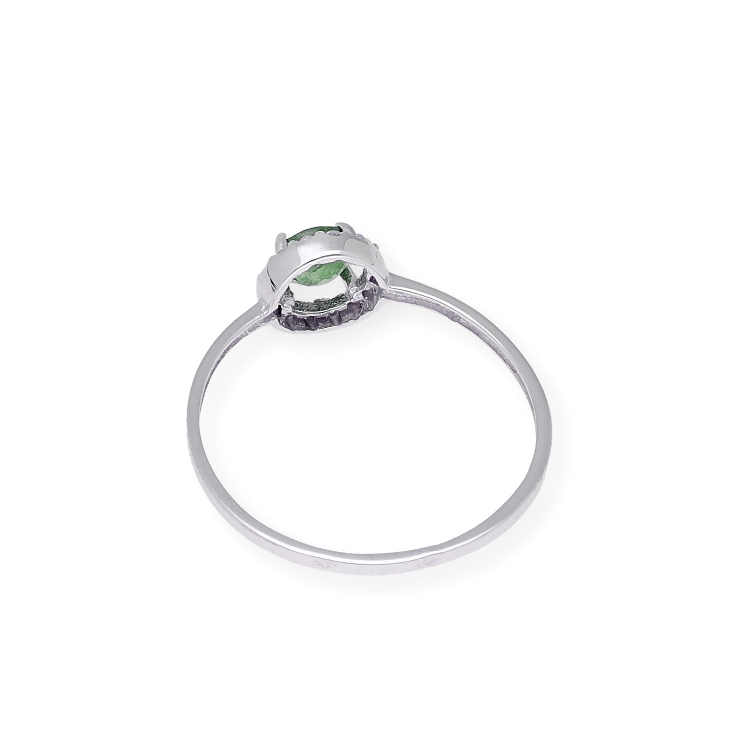 Anillo de Oro Blanco y Diamantes con Esmeralda Modelo Rodas