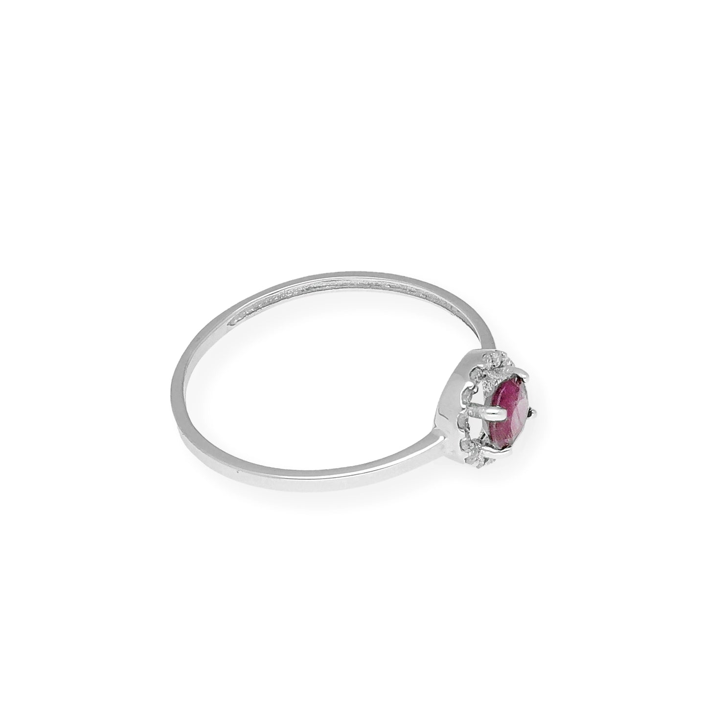 Anillo de Oro Blanco y Diamantes con Rubí Modelo Rodas