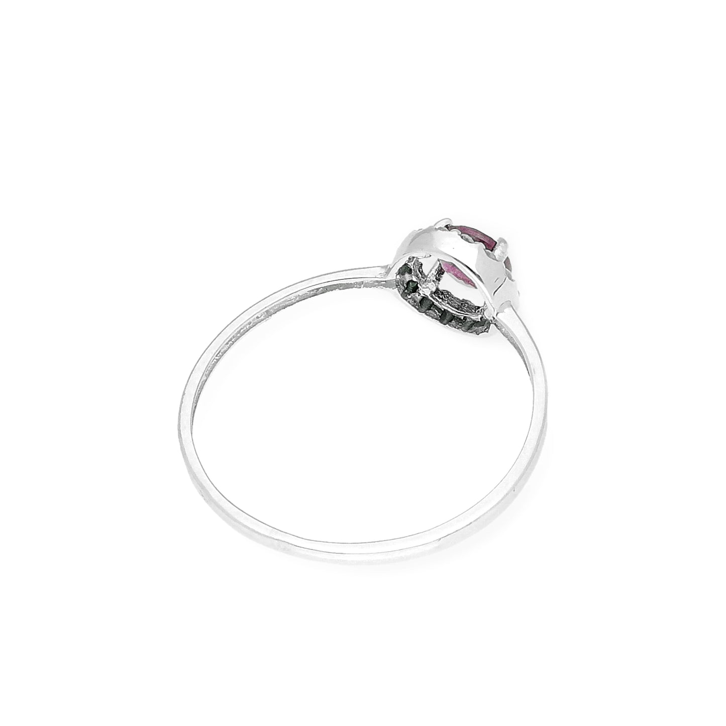 Anillo de Oro Blanco y Diamantes con Rubí Modelo Rodas