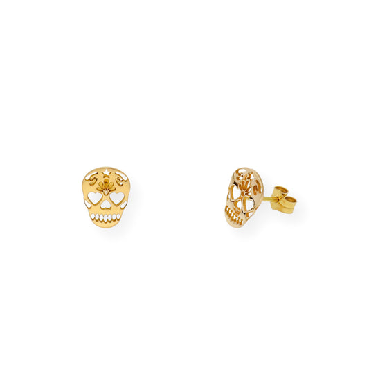 Pendientes Catrina Mexicana en Oro de Ley 18k