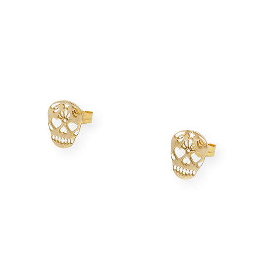 Pendientes Catrina Mexicana en Oro de Ley 18k