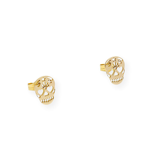 Pendientes Catrina Mexicana en Oro de Ley 18k