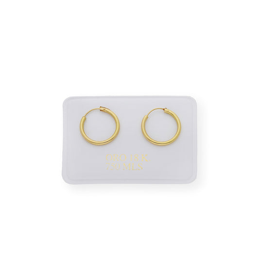 Pendientes Aro 13 mm en Oro 18K