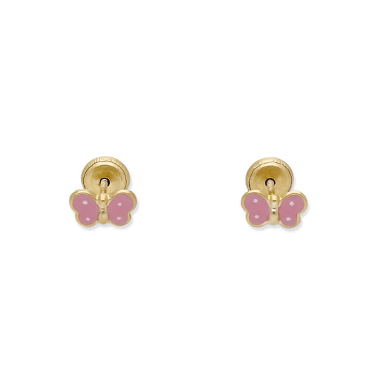 Pendientes Bebé Mariposa Esmaltada de Oro 18K