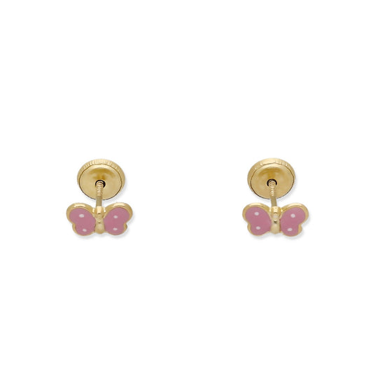 Pendientes Bebé Mariposa Esmaltada de Oro 18K