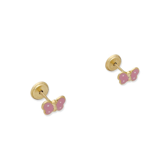 Pendientes Bebé Mariposa Esmaltada de Oro 18K
