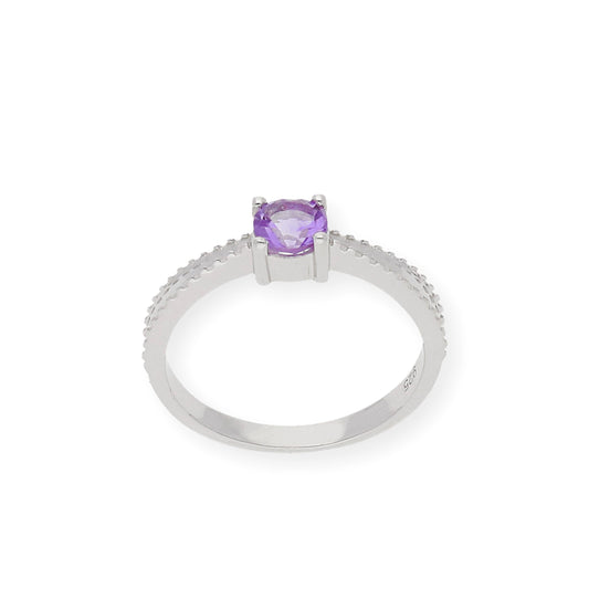 Anillo de Plata con Amatista Central