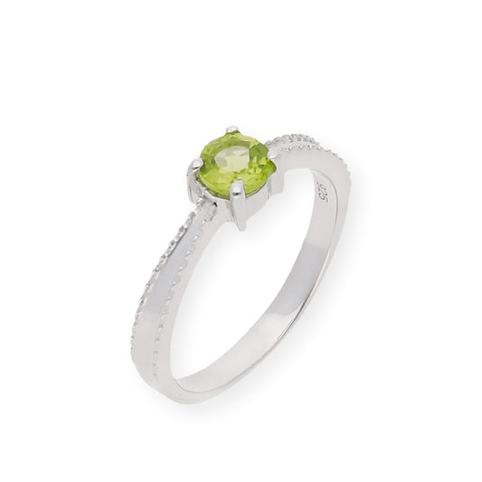 Anillo de Plata con Peridoto Central